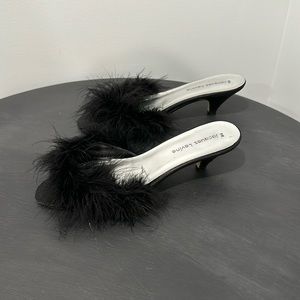 VINTAGE Jacques Levine feather kitten heels